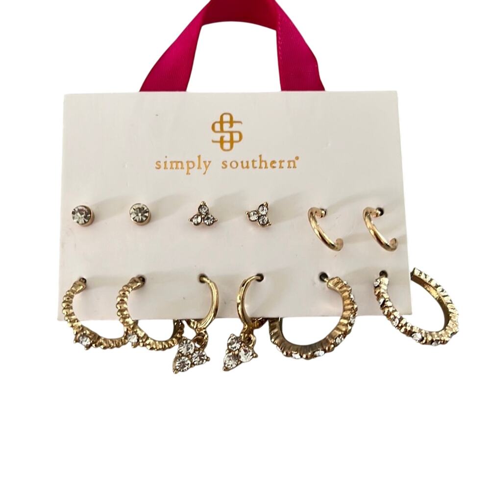 Simply Southern New on Card 6 Pairs of Earrings Hoops Posts